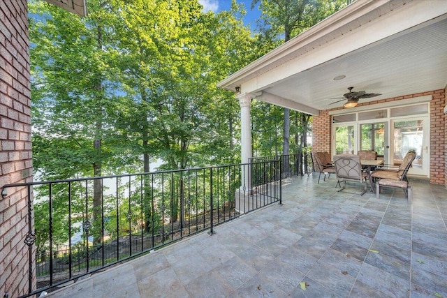 723 Fox Chase Rd, Wirtz, VA 24184 - view of patio / terrace featuring a ceiling fan and outdoor dining area