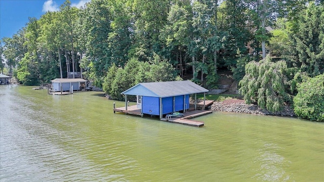 723 Fox Chase Rd, Wirtz, VA 24184 - dock area with boat lift and a water view