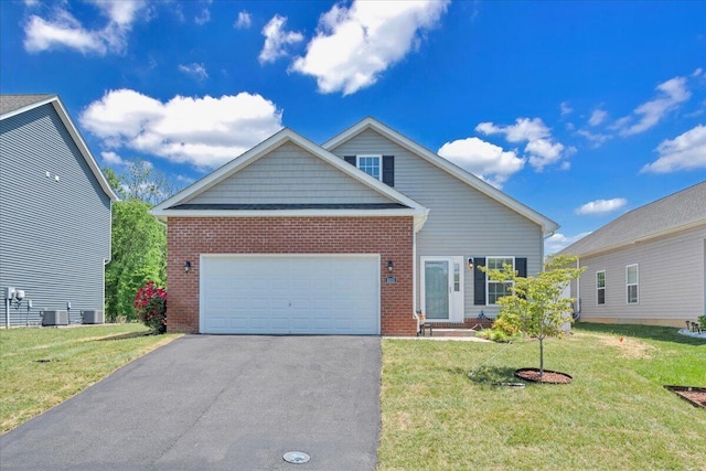 8355 Leighburn Dr, Roanoke, VA 24019 - traditional-style home with brick siding, driveway, a garage, and a front yard