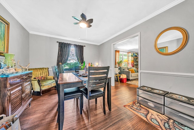2343 Circle Dr SW, Roanoke, VA 24018 - dining room featuring healthy amount of natural light, wood finished floors, ceiling fan, and ornamental molding