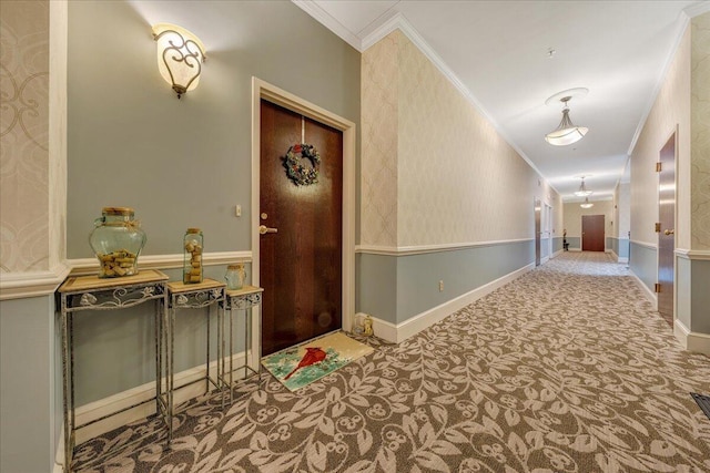 3040 Mcvitty Forest Dr Unit 211, Roanoke, VA 24018 - hall featuring ornamental molding and carpet