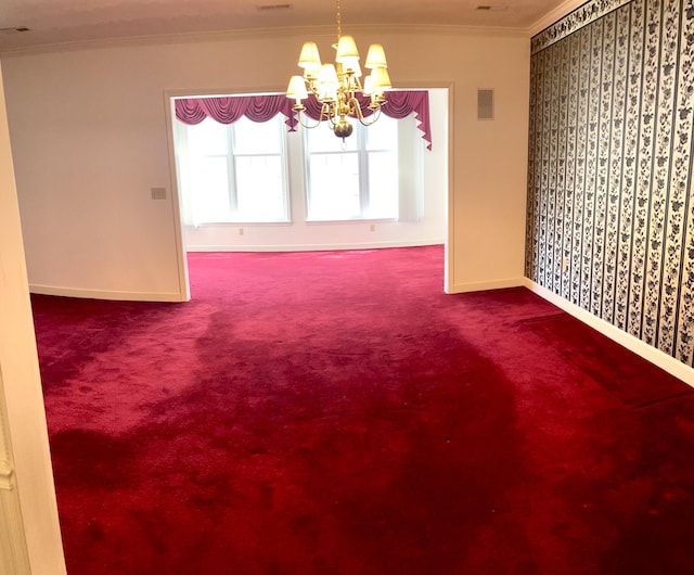 4845 Glen Ivy Ln SW Unit 209, Roanoke, VA 24018 - carpeted spare room with ornamental molding and a chandelier