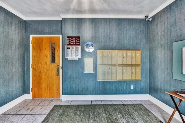 4845 Glen Ivy Ln SW Unit 209, Roanoke, VA 24018 - interior space featuring mail area, tile patterned floors, and ornamental molding