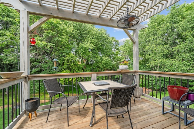 73 Bounty Ct, Roanoke, VA 24019 - wooden deck featuring a pergola and outdoor dining space