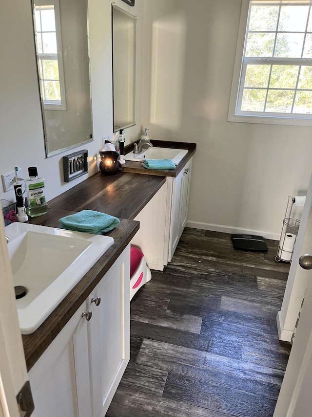 1148 Chapel View Ln, Goodview, VA 24095 - bathroom with vanity, healthy amount of natural light, and wood finished floors