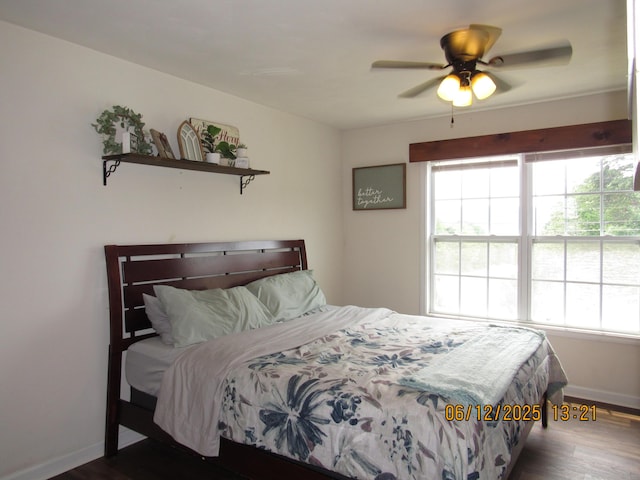 5605 Prunty Dr, Salem, VA 24153 - bedroom with wood finished floors and ceiling fan