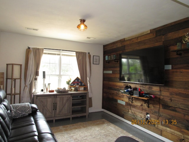 5605 Prunty Dr, Salem, VA 24153 - living room featuring wood walls