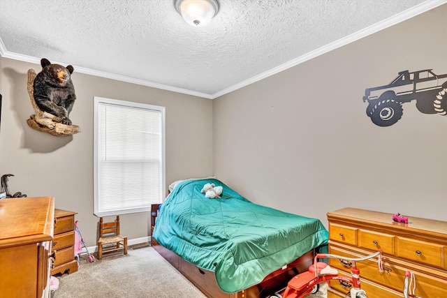 1060 Marble Creek Ct, Lynch Station, VA 24571 - bedroom with crown molding, a textured ceiling, and carpet flooring