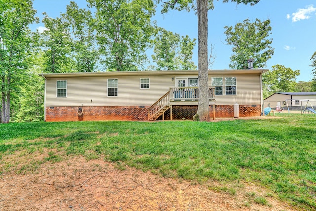 1060 Marble Creek Ct, Lynch Station, VA 24571 - rear view of house featuring a deck, stairway, and crawl space