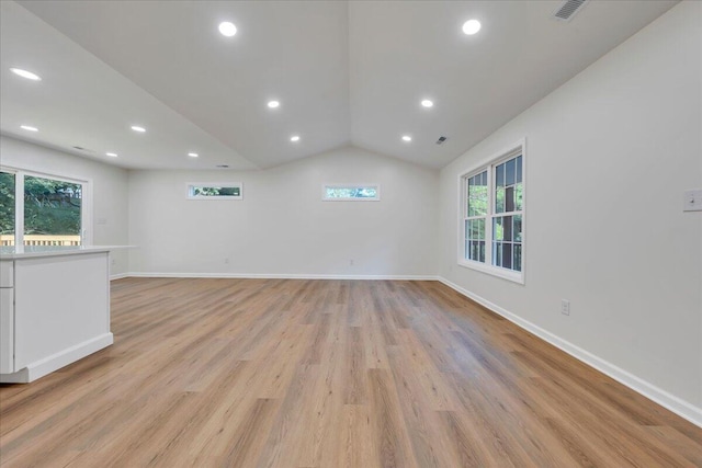 3713 Pinevale Rd, Roanoke, VA 24018 - spare room with light wood-style floors, lofted ceiling, and recessed lighting