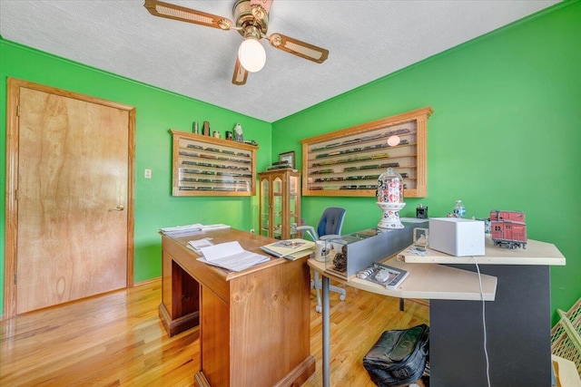3203 Bradshaw Rd, Salem, VA 24153 - office area with wood finished floors, ceiling fan, and a textured ceiling