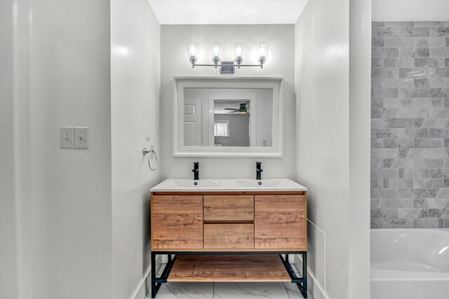 3631 Bower Rd, Roanoke, VA 24018 - bathroom featuring double vanity and marble finish flooring