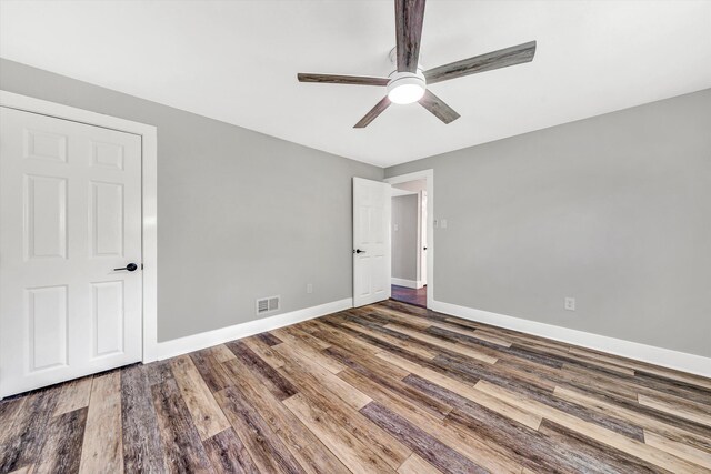 3631 Bower Rd, Roanoke, VA 24018 - unfurnished bedroom featuring wood finished floors and ceiling fan