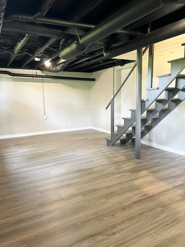 21 Upland Dr, Salem, VA 24153 - basement with wood finished floors and stairs