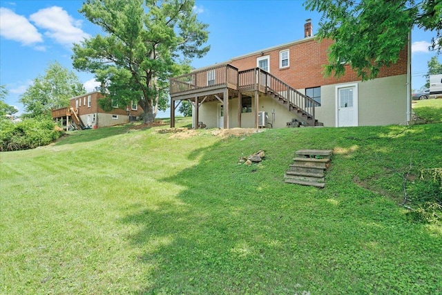 21 Upland Dr, Salem, VA 24153 - view of green lawn featuring stairs and a deck