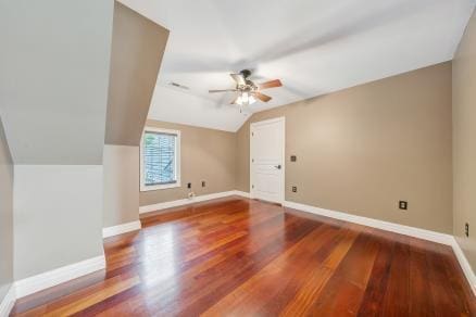 223 Moonriver Ln, Moneta, VA 24121 - additional living space featuring a ceiling fan, wood finished floors, and vaulted ceiling