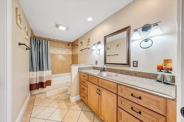 223 Moonriver Ln, Moneta, VA 24121 - full bath featuring vanity, shower / bath combo, and tile patterned flooring
