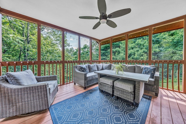 7102 Crown Rd, Roanoke, VA 24018 - sunroom with outdoor lounge area and a ceiling fan