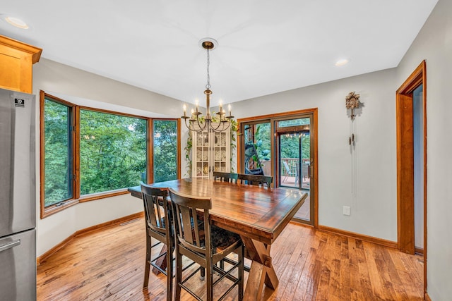 7102 Crown Rd, Roanoke, VA 24018 - dining area featuring a chandelier, light wood finished floors, and recessed lighting