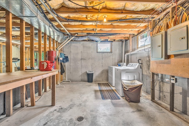7102 Crown Rd, Roanoke, VA 24018 - basement with washer and clothes dryer and electric panel