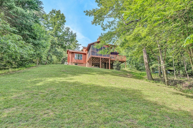7102 Crown Rd, Roanoke, VA 24018 - view of green lawn with a wooden deck