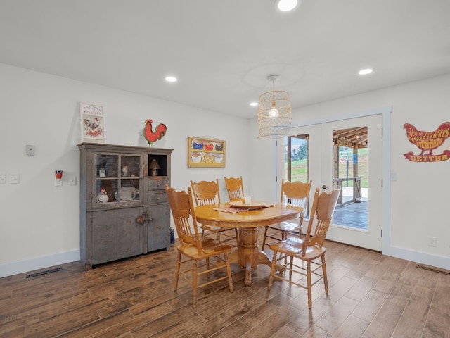 6000 Ferrum Mountain Rd, Callaway, VA 24067 - dining room featuring french doors, wood finished floors, and recessed lighting