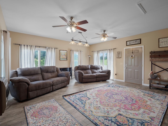 6000 Ferrum Mountain Rd, Callaway, VA 24067 - living area featuring ceiling fan and wood finished floors