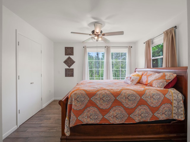 6000 Ferrum Mountain Rd, Callaway, VA 24067 - bedroom featuring wood finished floors and a ceiling fan