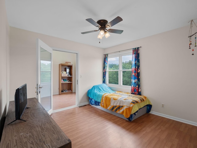 6000 Ferrum Mountain Rd, Callaway, VA 24067 - bedroom with wood finished floors and ceiling fan