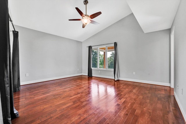 571 Cary Rd, Pilot, VA 24138 - unfurnished room with ceiling fan, wood finished floors, and high vaulted ceiling