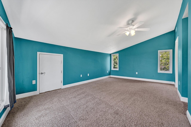 571 Cary Rd, Pilot, VA 24138 - carpeted spare room with lofted ceiling and a ceiling fan