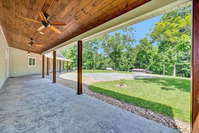 571 Cary Rd, Pilot, VA 24138 - view of patio with a ceiling fan and view of scattered trees