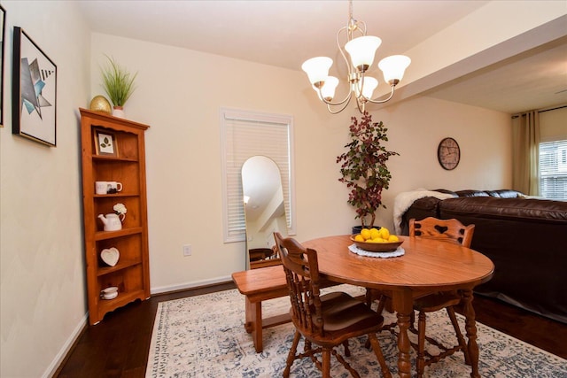 8322 Leighburn Dr, Roanoke, VA 24019 - dining room featuring wood finished floors and a chandelier