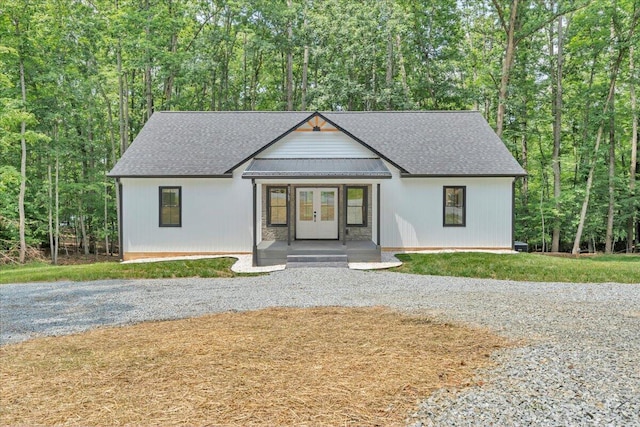 2365 Lakewood Forest Rd, Moneta, VA 24121 - view of front of house with french doors, roof with shingles, and driveway