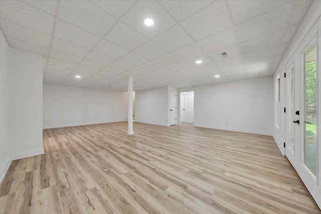 2365 Lakewood Forest Rd, Moneta, VA 24121 - below grade area featuring light wood finished floors, a paneled ceiling, and recessed lighting