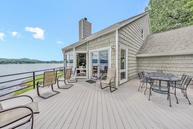 1230 Nature Ln Unit 1, Union Hall, VA 24176 - wooden terrace featuring a water view and outdoor dining area