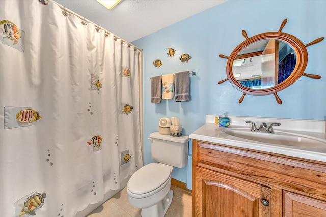 1230 Nature Ln Unit 1, Union Hall, VA 24176 - full bathroom featuring tile patterned floors, vanity, a textured ceiling, and a shower with shower curtain