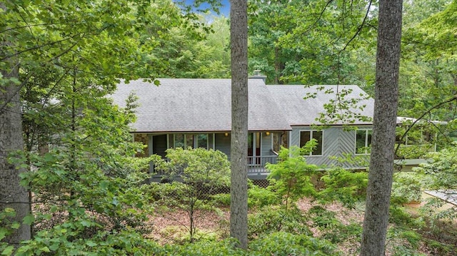 112 Sedgefield Ln, Vinton, VA 24179 - view of front of property featuring a shingled roof, a chimney, and covered porch