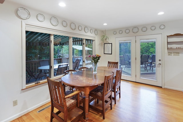 126 Windmere Trl, Moneta, VA 24121 - dining space with light wood-style flooring, recessed lighting, and french doors
