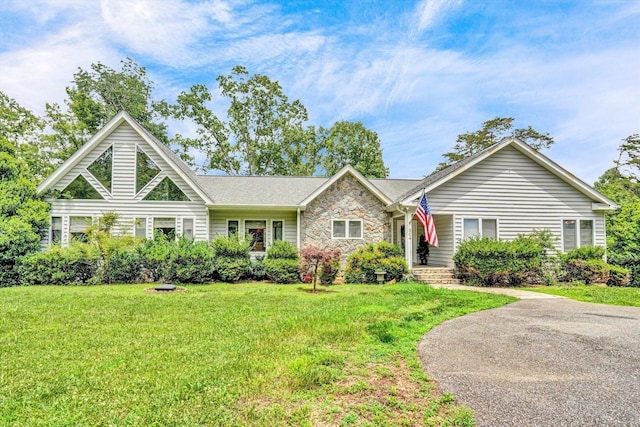 304 Blazing Ridge Dr Unit 0, Pittsville, VA 24139 - ranch-style home with a front yard and stone siding