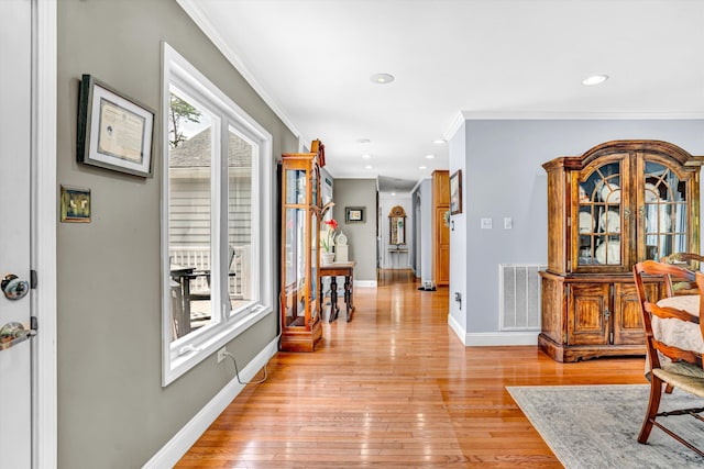 304 Blazing Ridge Dr Unit 0, Pittsville, VA 24139 - hall with ornamental molding, light wood-style floors, and recessed lighting