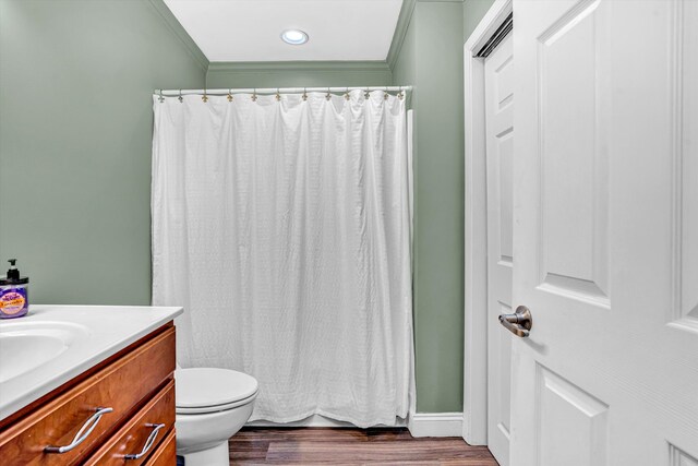 304 Blazing Ridge Dr Unit 0, Pittsville, VA 24139 - full bath featuring ornamental molding, vanity, wood finished floors, a shower with curtain, and recessed lighting