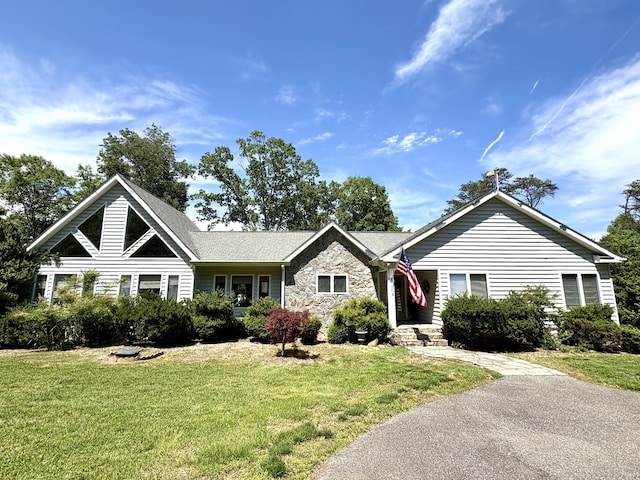304 Blazing Ridge Dr Unit 0, Pittsville, VA 24139 - ranch-style house with a front lawn and stone siding
