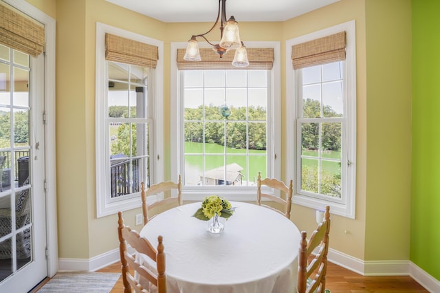 414 Augusta Way, Wirtz, VA 24184 - dining room with wood finished floors and a chandelier