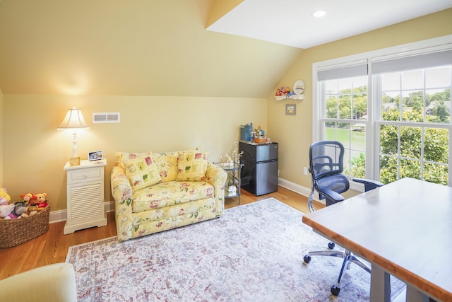 414 Augusta Way, Wirtz, VA 24184 - home office with lofted ceiling, wood finished floors, and recessed lighting