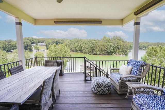 414 Augusta Way, Wirtz, VA 24184 - deck featuring a water view and view of scattered trees
