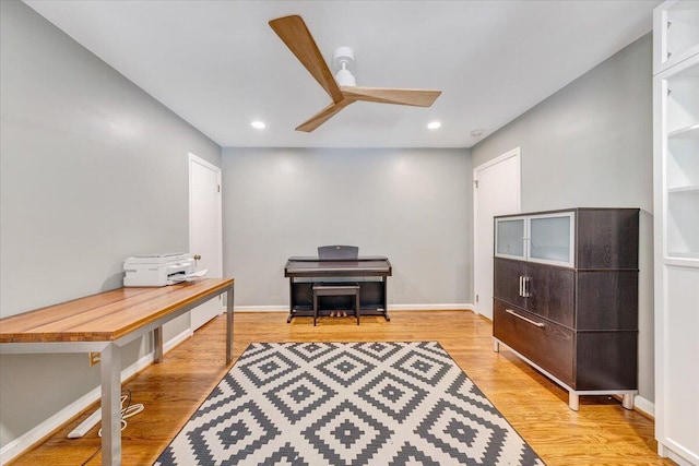 2702 Yellow Mountain Rd SE, Roanoke, VA 24014 - office with ceiling fan, recessed lighting, and light wood-type flooring