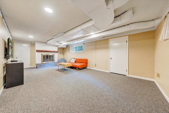 2702 Yellow Mountain Rd SE, Roanoke, VA 24014 - living area with carpet floors and a fireplace