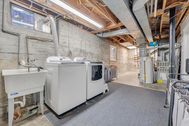 2702 Yellow Mountain Rd SE, Roanoke, VA 24014 - laundry room with independent washer and dryer, gas water heater, and heating unit