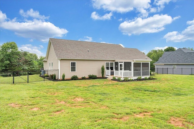 156 Bentgrass Dr, Hardy, VA 24101 - back of house featuring a sunroom and a fenced backyard